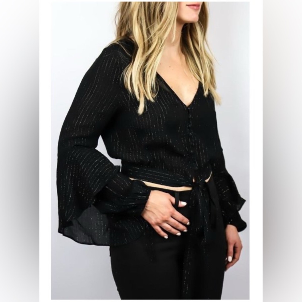 AUGUSTE THE LABEL LUELLA POET RUFFLE BELL SLEEVE BOHO ROMANTIC VISCOSE TOP